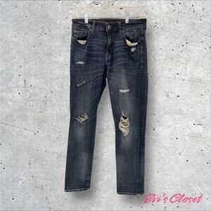 American Eagle Extreme Flex Blue Skinny Distressed Jeans Men’s Blue Sz 30x30